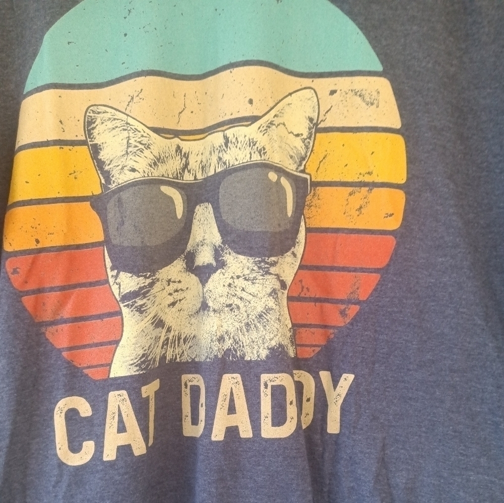 Men's Cat Daddy Graphic T Shirt Size Large Cat Dad Fur Baby Pets